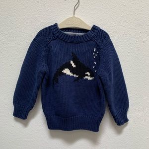 Baby Gap Navy Blue Orca/Killer Whale Toddler Chunky Knit Sweater 12-18m Boy/Girl